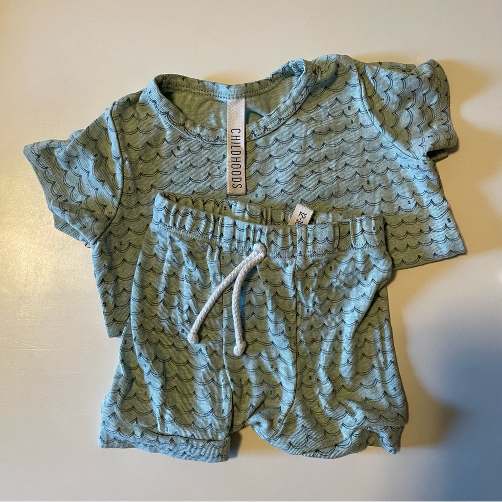 Childhoods ribbed knit set 12-18 mo waves